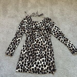 Leopard Print Long Sleeve Dress